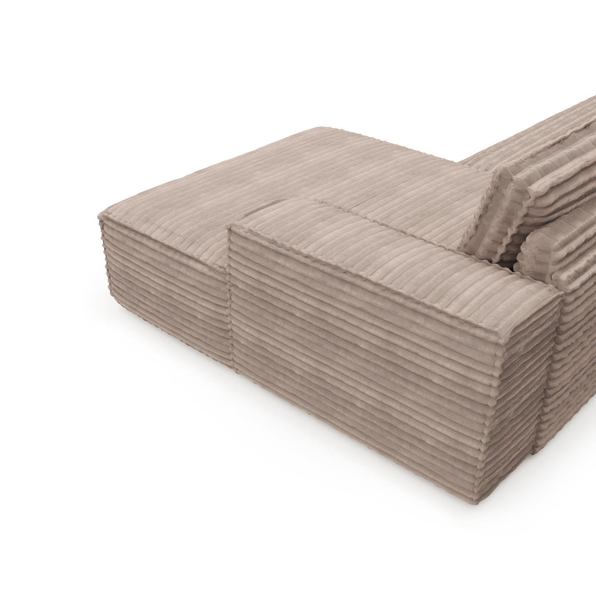 ECKSOFA RECHTS Gerippter Samt Taupe 302cm - Taupe, Textil (302/165cm) - Sia Home