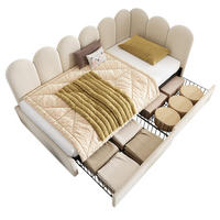 POLSTERBETT 90/190 cm mit 2 Schubladen, Samtbezug und austauschbaren Seitenteilen, Beige - Beige, Textil (90/190cm) - Redom