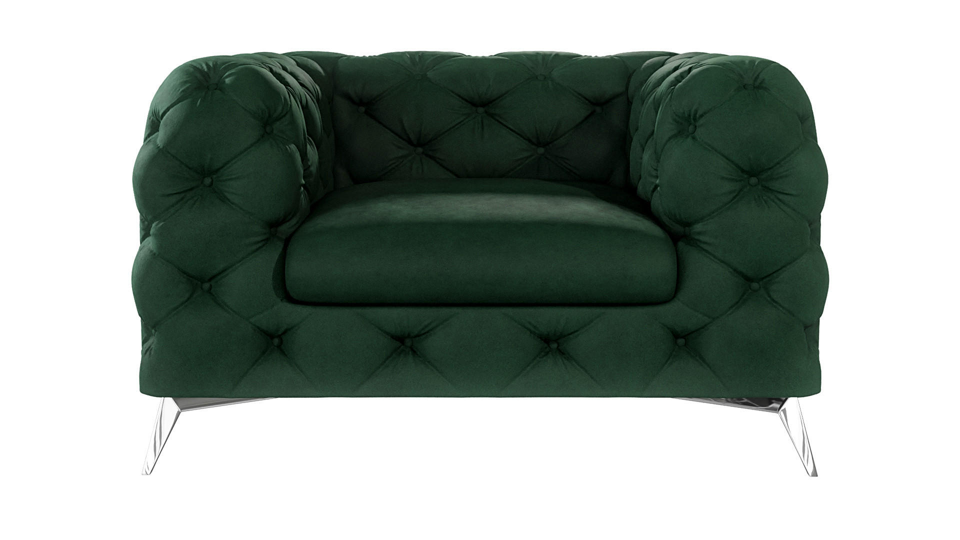 CHESTERFIELD-SESSEL Laura Flasche Grün Samt - Smaragdgrün/Silberfarben, Holz/Textil (125/75/100cm) - S-Style Möbel