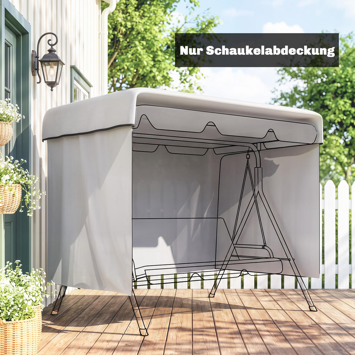 KRYT houpačky, PE, šedý - šedá, plast (155/150/215cm) - Outsunny