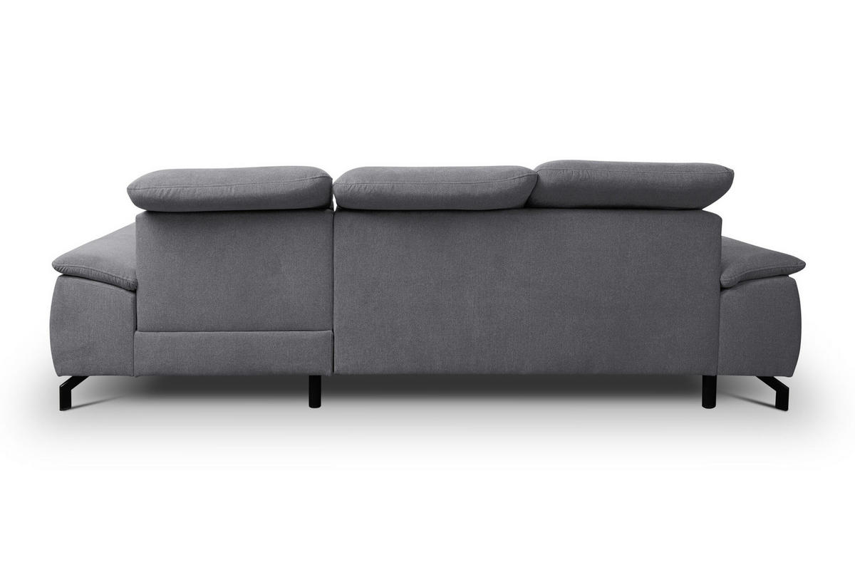 ECKSOFA MALIBU mit Schlaffunktion und Bettkasten, Farbe: Dunkelgrau, Velourstoff, Ottomane Rechts - Dunkelgrau, Textil (276/184cm) - VENASI MÖBEL