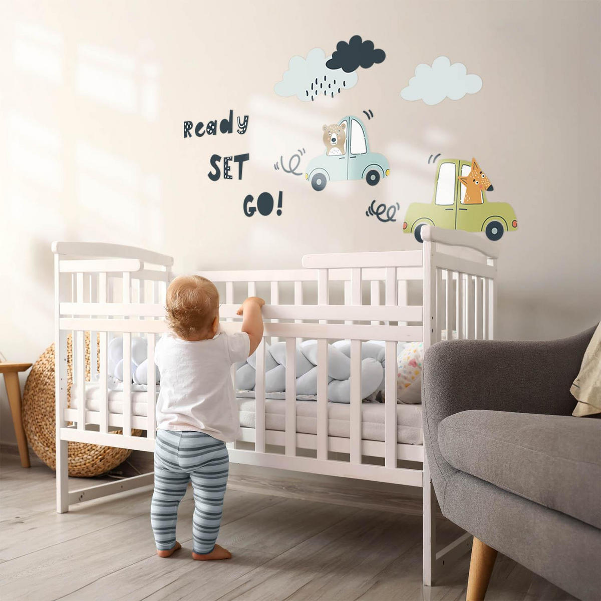 WANDAUFKLEBER 80x108cm - Tiere in Autos - Multicolor, Kunststoff (80/108/0.1cm) - Wallfluent