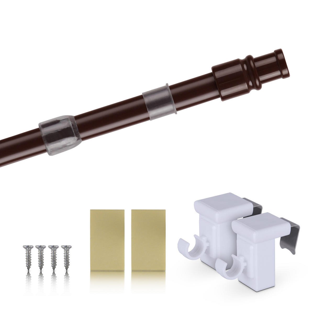 GARDINENSTANGE Dunkelbraun 75-125 cm inkl. Klemmträger - Braun, Metall (75cm) - Bestlivings