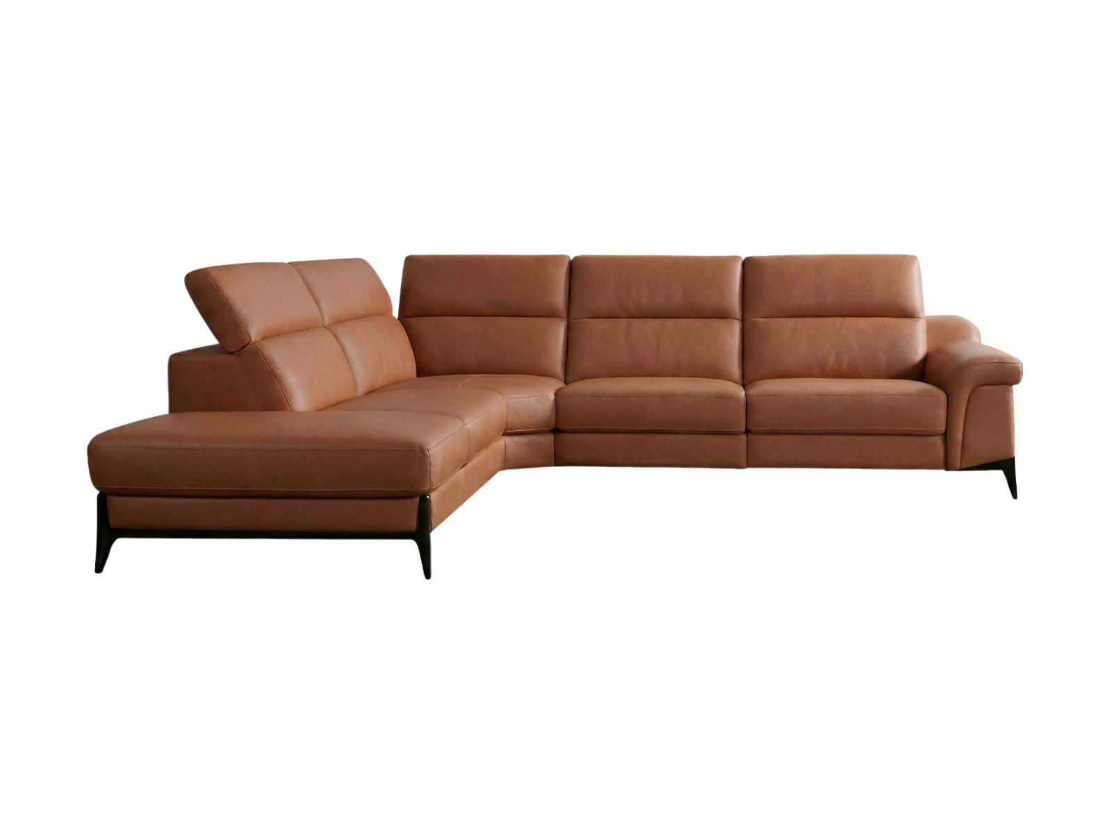 ECKSOFA Texas Echtleder Cognacbraun - Cognac, Leder/Metall (274/238cm)