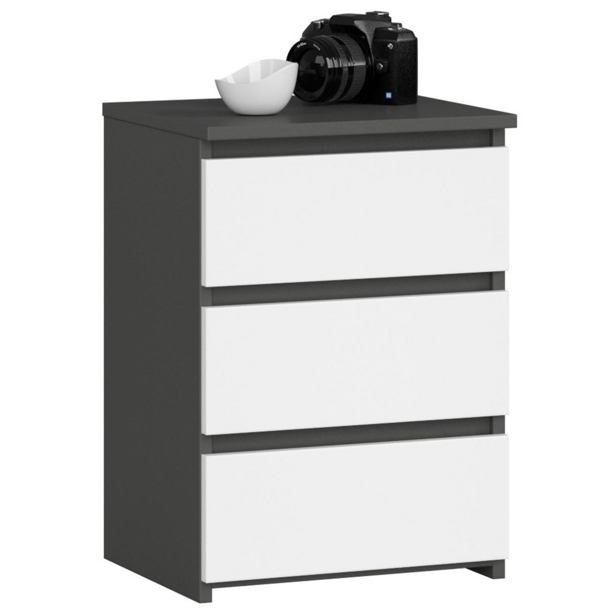 NACHTSCHRANK Grau, Weiß 40x35x57 cm - Wengefarben/Weiß, Holzwerkstoff (40/57/35cm) - Akord