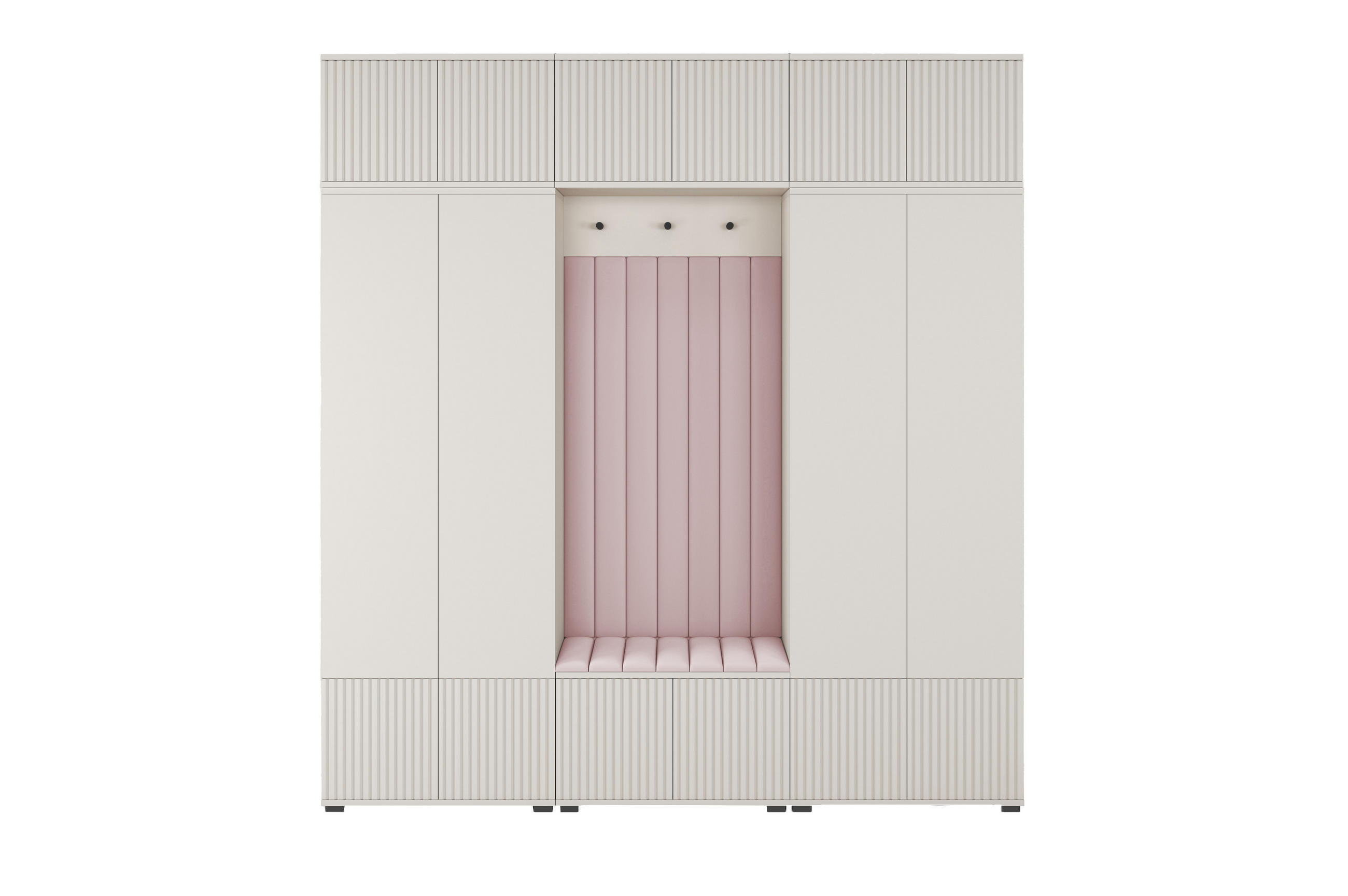GARDEROBE Ritmo version 3 mit POLSTERPANEELEN ROSA - Beige/Rosa, Holzwerkstoff (210/225/45cm) - Jerpax
