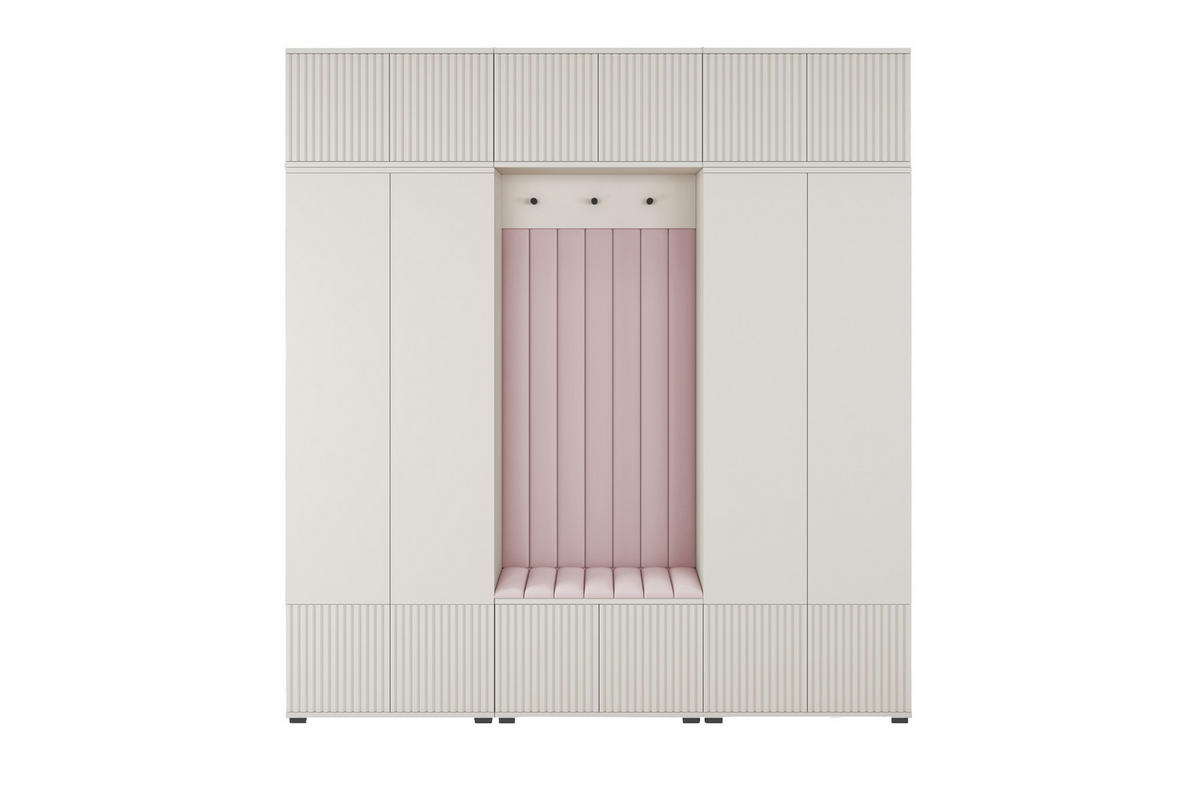 GARDEROBE Ritmo version 3 mit POLSTERPANEELEN ROSA - Beige/Rosa, Holzwerkstoff (210/225/45cm) - Jerpax