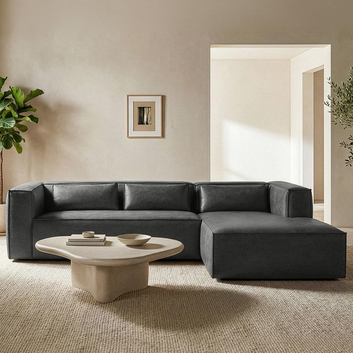 ECKSOFA RECHTS FEROX, Dunkelgrau - Dunkelgrau, Holz/Holzwerkstoff (300/175cm) - KONSIMO®