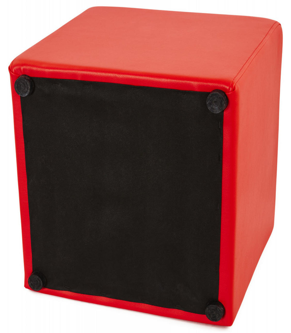 HOCKER Würfelform Kunstleder CUBE, Rot 41x41x41 cm - Rot/Schwarz, Kunststoff/Textil (41/41/41cm) - KADIMA DESIGN