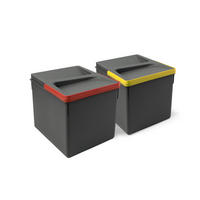 RECYCLINGBEHÄLTER für Küchenschublade, Höhe 216mm, 2x12Liter, Kunststoff anthrazitgrau 2er-set - Anthrazit, Kunststoff (24/30/33cm) - EMUCA