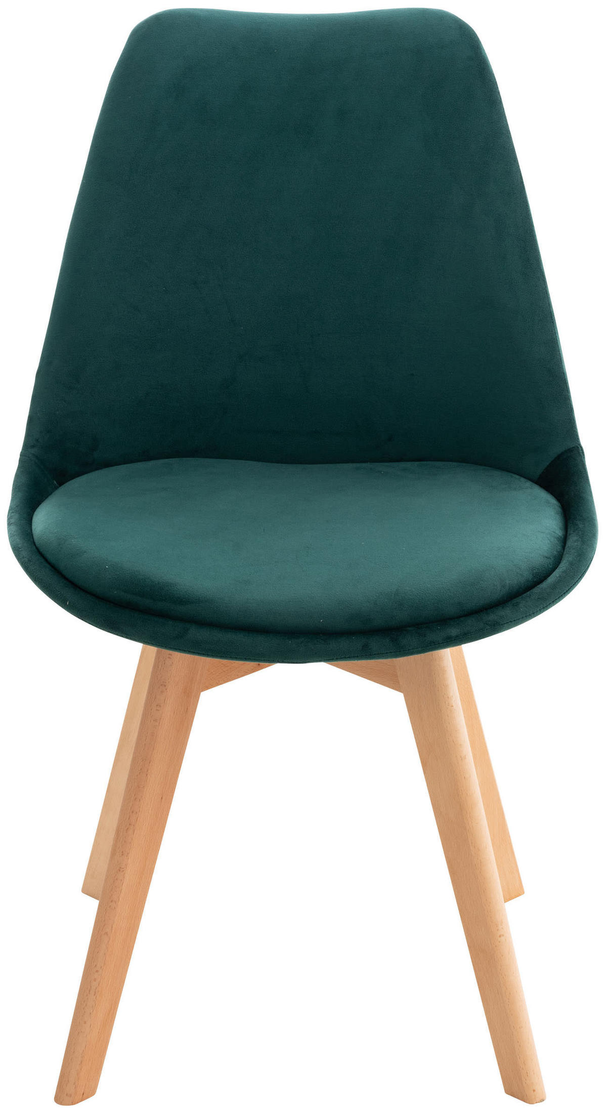STUHL Samt grün - Eukalyptusholzfarben/Grün, Holz/Textil (49/83/50cm) - CLP