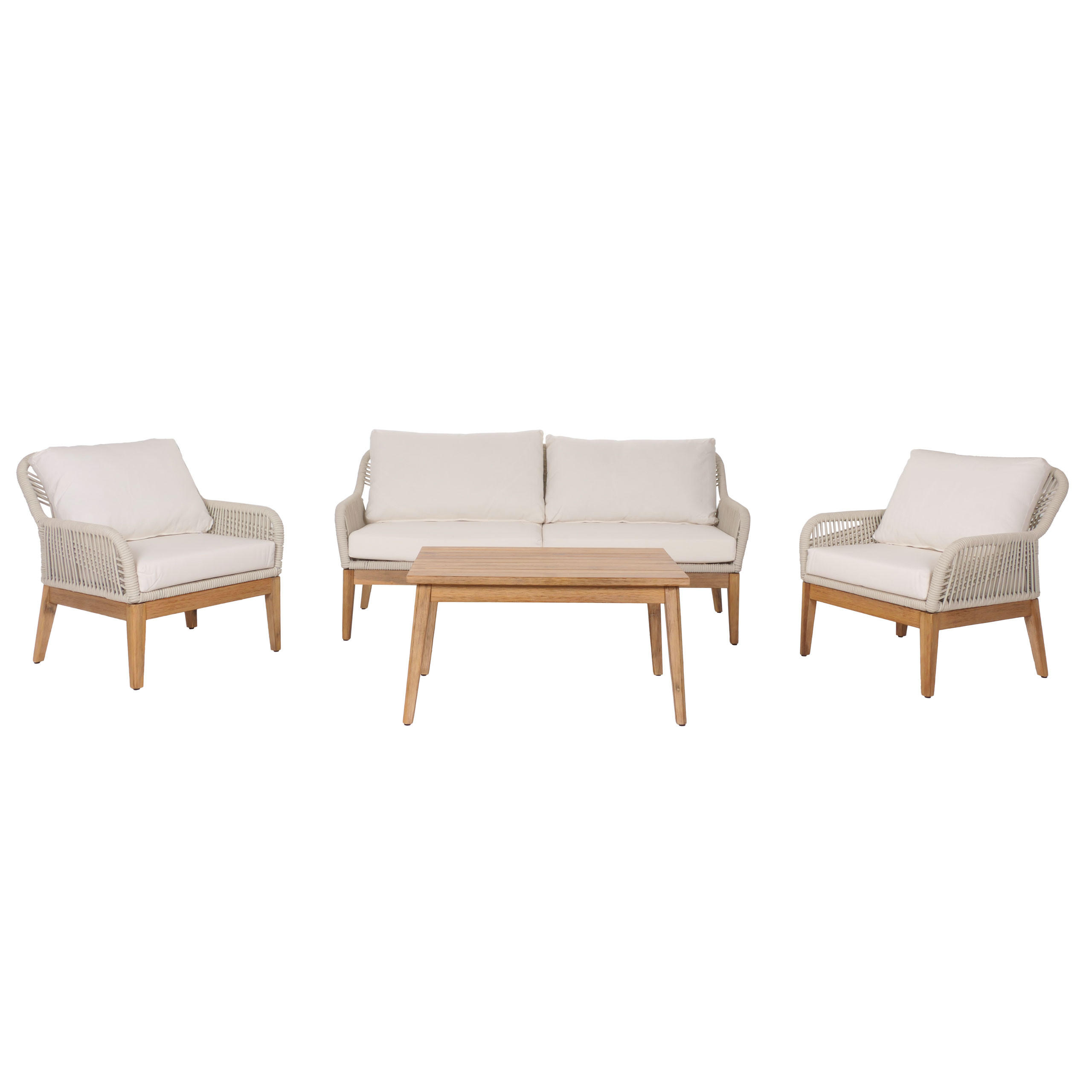GARTENGARNITUR H56B Cremeweiß - Weiß, Holz - MCW