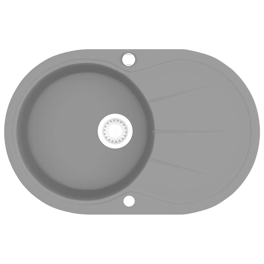 SPÜLE Granit Einzelbecken Oval Grau - Grau, Stein (49/20.5/77cm) - vidaXL