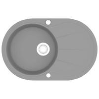 SPÜLE Granit Einzelbecken Oval Grau - Grau, Stein (49/20.5/77cm) - vidaXL