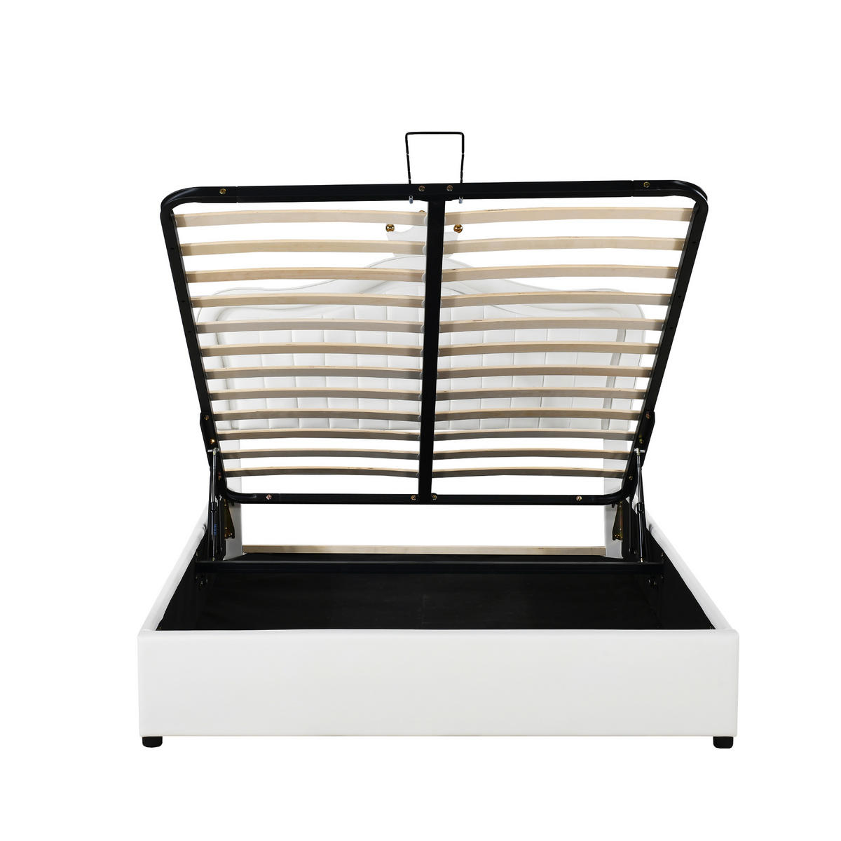 KINDERBETT 140x200 cm Weiß PU Leder Stauraum LED Lattenrost - Weiß, Holzwerkstoff - FLIEKS