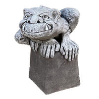 STEINFIGUR Gargoyle Edgar frostfest Steinguss - Grau, Stein (20/28/24cm) - stoneandstyle