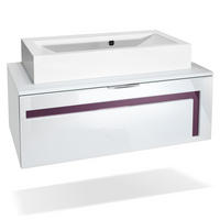 WASCHBECKENUNTERSCHRANK Aloha Absetzungen in Brombeer Hochglanz - Brombeere, Holzwerkstoff (96/36/51cm) - Vladon