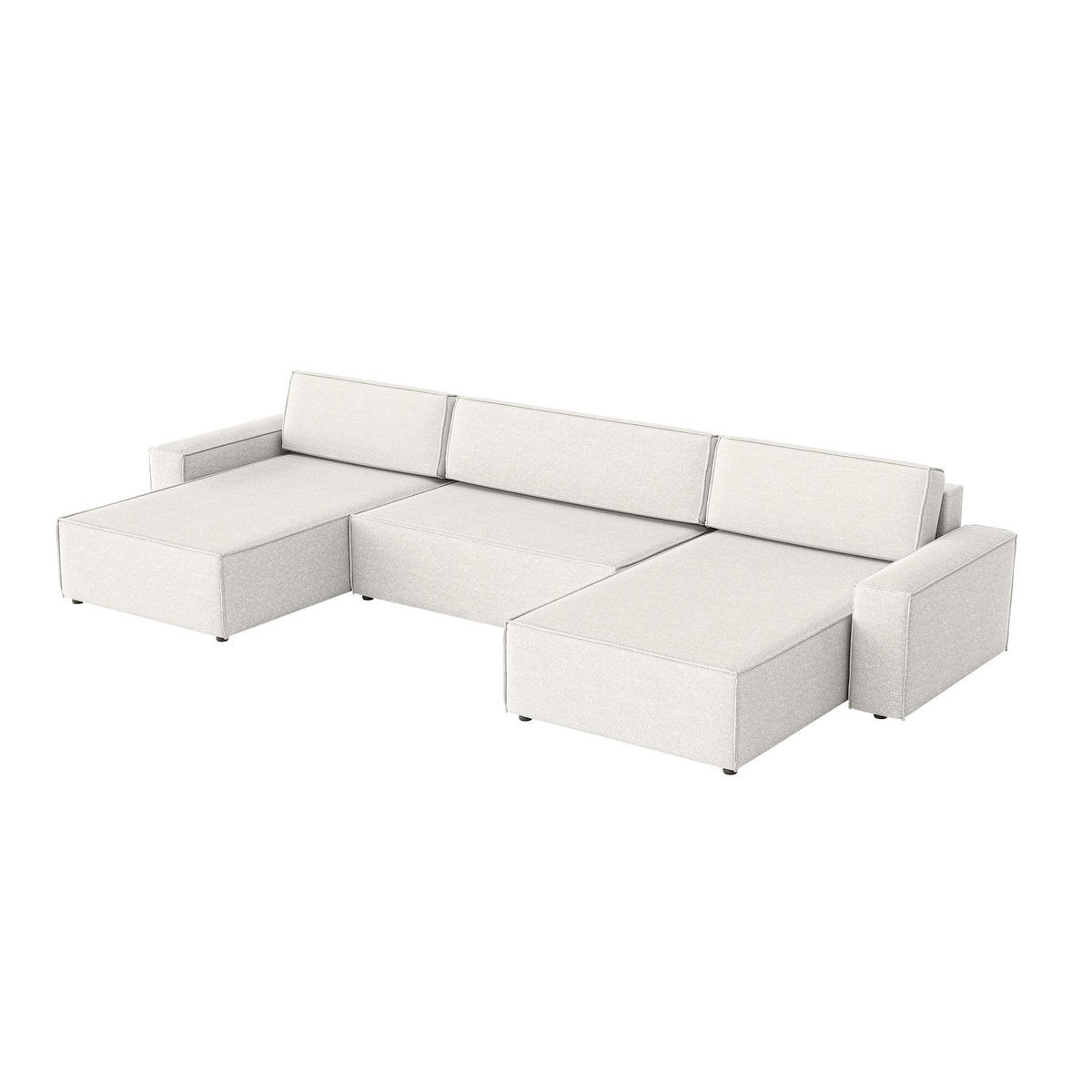 WOHNLANDSCHAFT Lummo U mit Schlaffunktion, Cremeweiß - Weiß, Textil (386/70/185cm) - Fedve