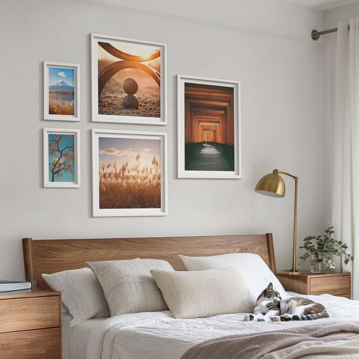 BILDER SET 5er Set - 50x50 cm & 20x30 cm & 40x60 cm Weißer Rahmen - Architektur der Küstenstädte - Weiß, Kunststoff (40/60cm) - TULUP