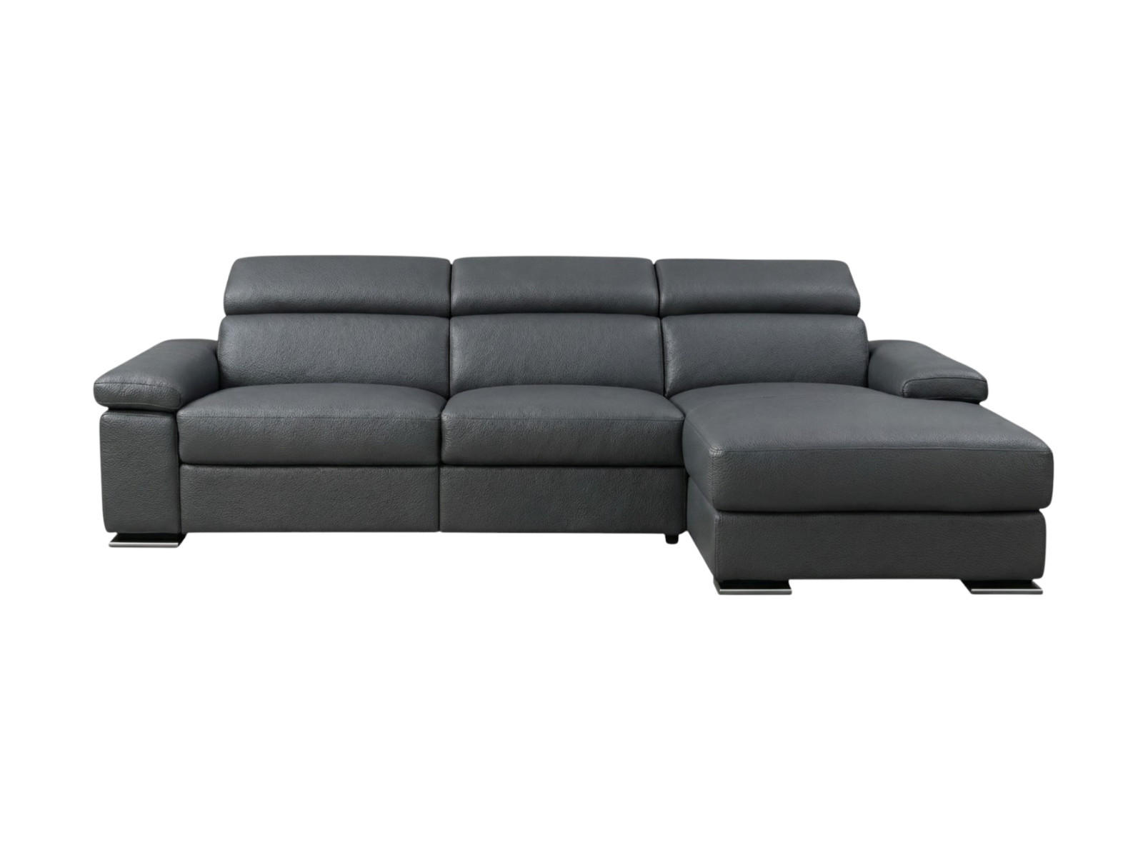 ECKSOFA Plutone Echtleder Anthrazit - Anthrazit, Leder/Metall (165/286cm)