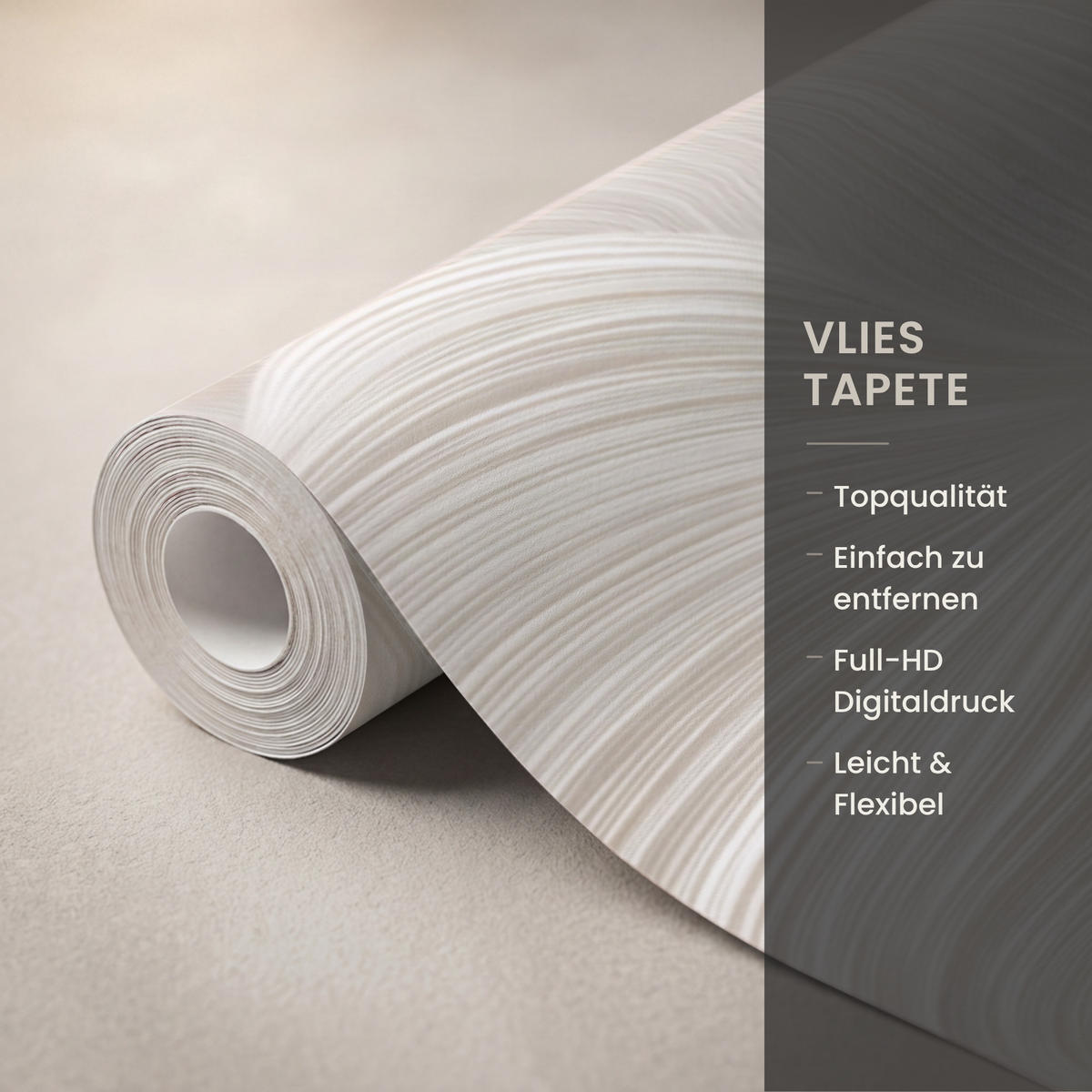TAPETE - Lines - Ventilator - Beige - 400x280 cm - Creme, Papier (400/280cm) - OnlyWow