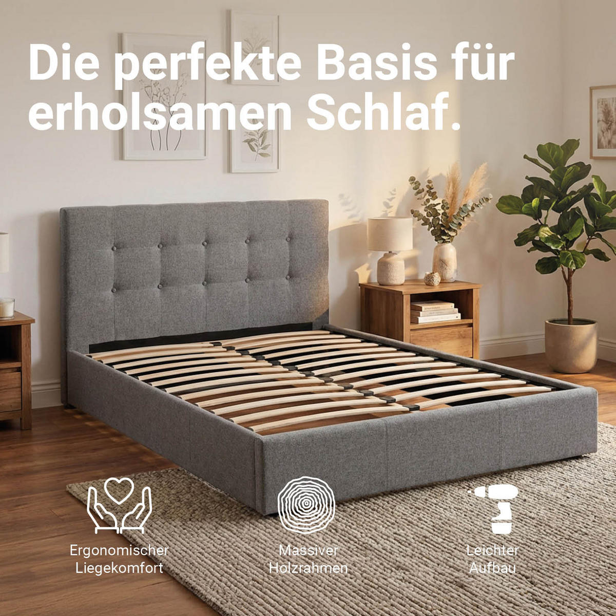 Lattenrost 120/200 cm Rollrost - Braun, Holz - Homestyle4u