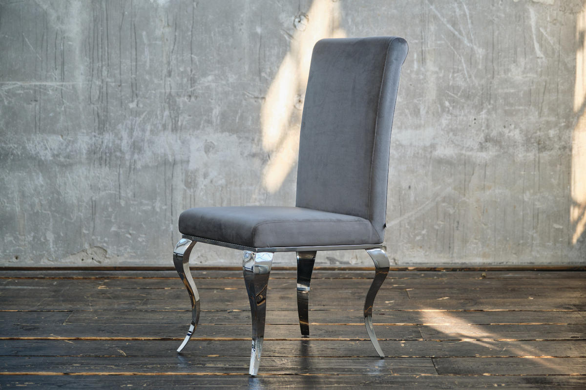 ESSZIMMERSTUHL LEIA Grau Velvet - Grau, Textil (44/101/64cm) - KAWOLA