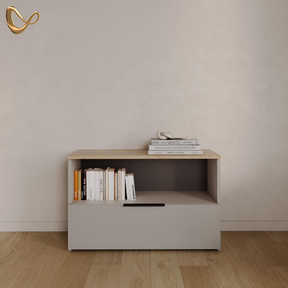 KOMMODE Piave Greige mit 1 geschlossenem Fach - Greige, Holzwerkstoff (80/50/40cm) - Livinity®
