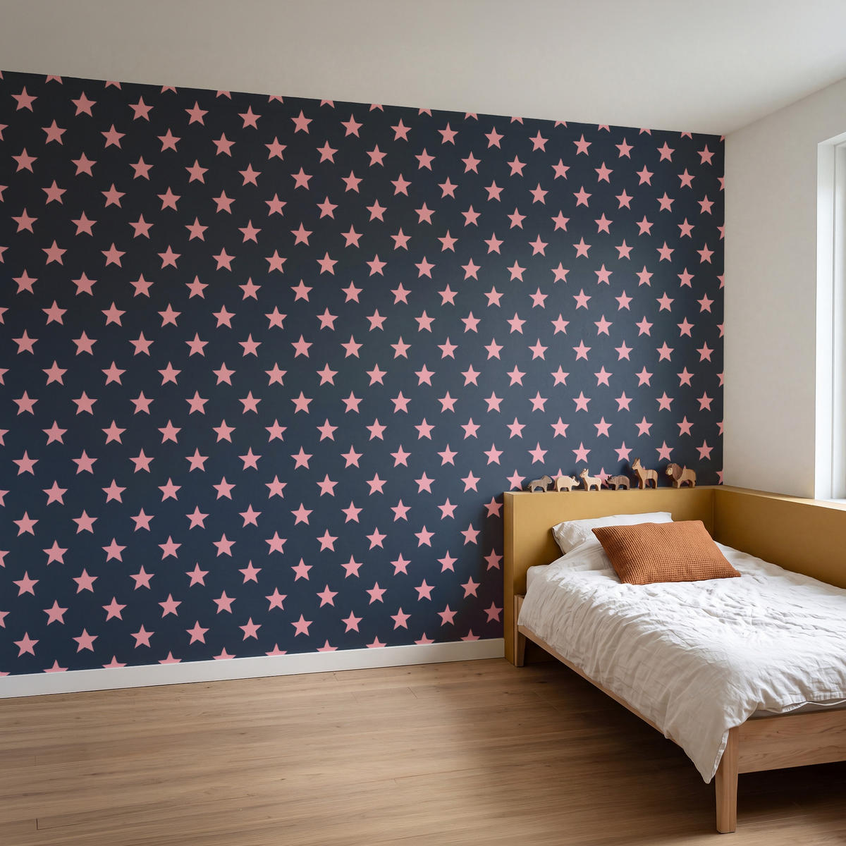 KINDERTAPETE - Muster - Sterne - Rosa - 300x200 cm - Anthrazit, Papier (300/200cm) - OnlyWow
