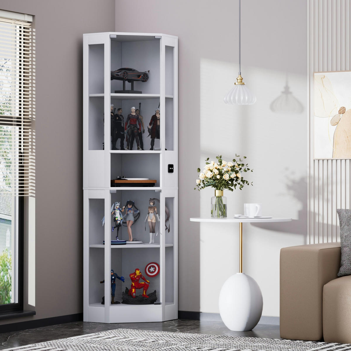 VITRINENSCHRANK mit LED Beleuchtung und Stauraum Weiß - Weiß, Glas (57/165/40cm) - PARAFTA HOME