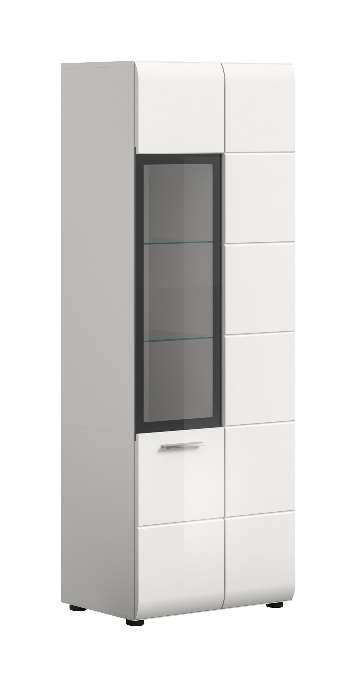 VITRINE ICE (B/H/T: ca. 60/160/34 cm) in Weiß/weiß hochglanz - Weiß, Holzwerkstoff (60/160/34cm)