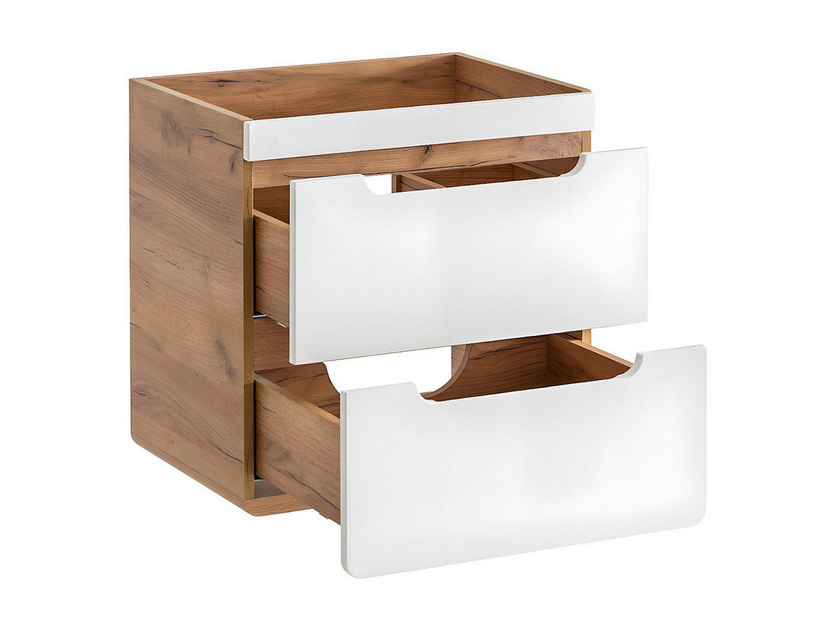 WASCHBECKENUNTERSCHRANK - 60cm x 46cm - MDF - naturfarben hell, weiß - ARUBA - Naturfarben, Holz (60/59/46cm) - Vente-Unique