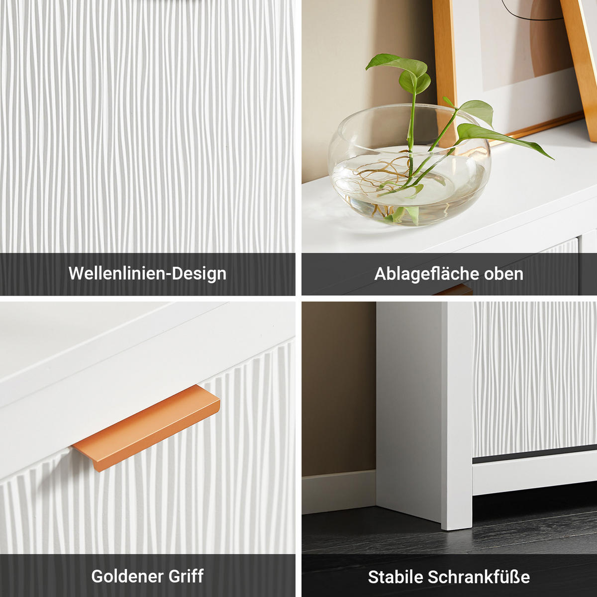 SCHUHSCHRANK Weiß, Schuhkipper mit 4 Klappen, 104x82x23cm - Weiß, Holzwerkstoff/Metall (104/82/23cm) - SoBuy