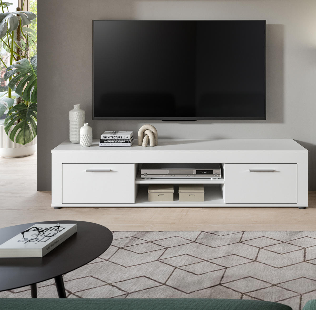 LOWBOARD JAM (B/H/T: ca. 160/37/40 cm) in weiß/weiß - Weiß, Holzwerkstoff (160/37/40cm)