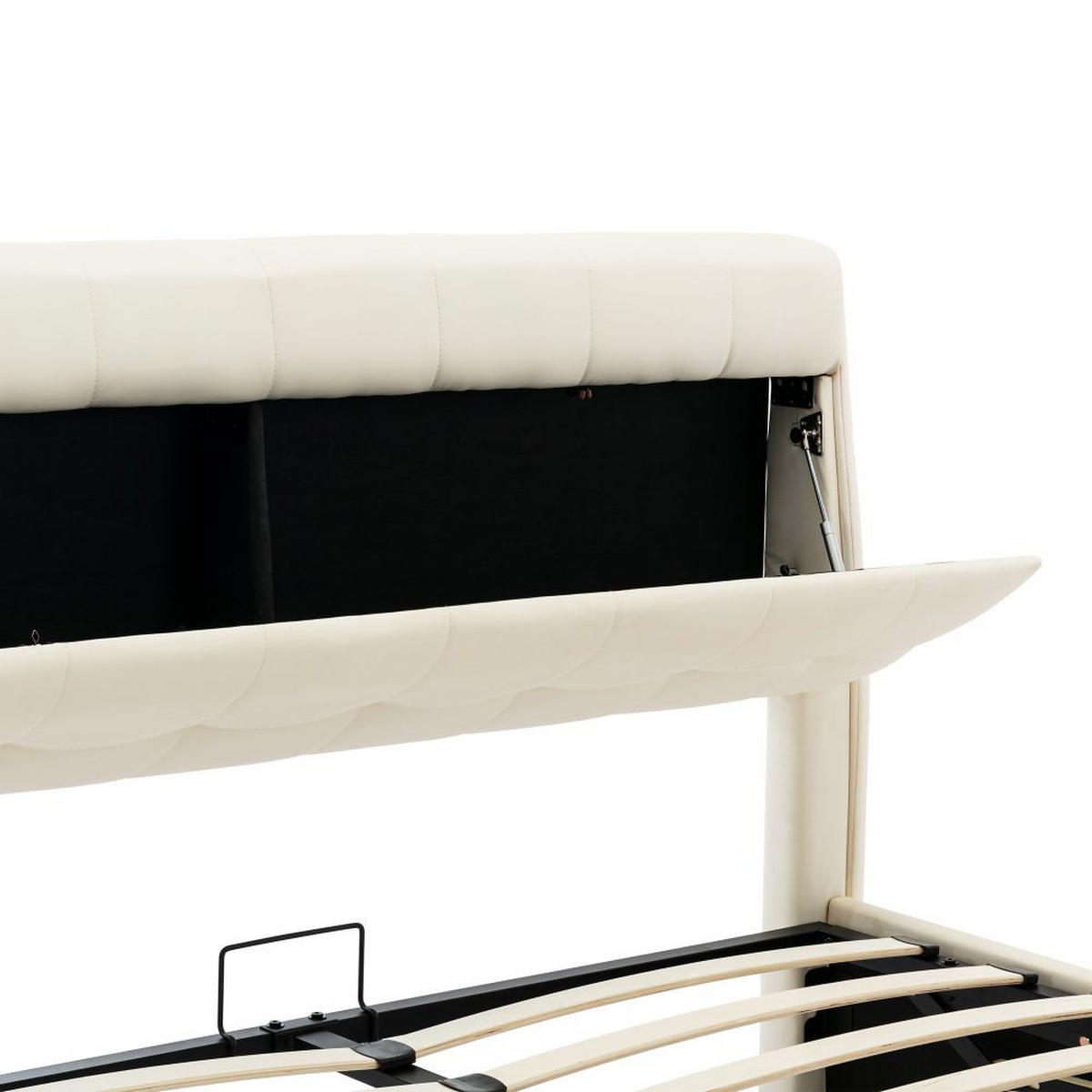 POLSTERBETT 160/200 cm in Cremefarben PU mit Lattenrost - Weiß, Holz/Textil (160/200cm) - KOMHTOM