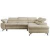 ECKSOFA PABLO L Beige Velvet - Rechts Seite mit Visco Topper - Beige/Schwarz, Textil/Metall (273/208cm) - MKS