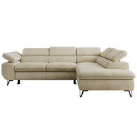 ECKSOFA PABLO L Beige Velvet - Rechts Seite mit Visco Topper - Beige/Schwarz, Textil/Metall (273/208cm) - MKS