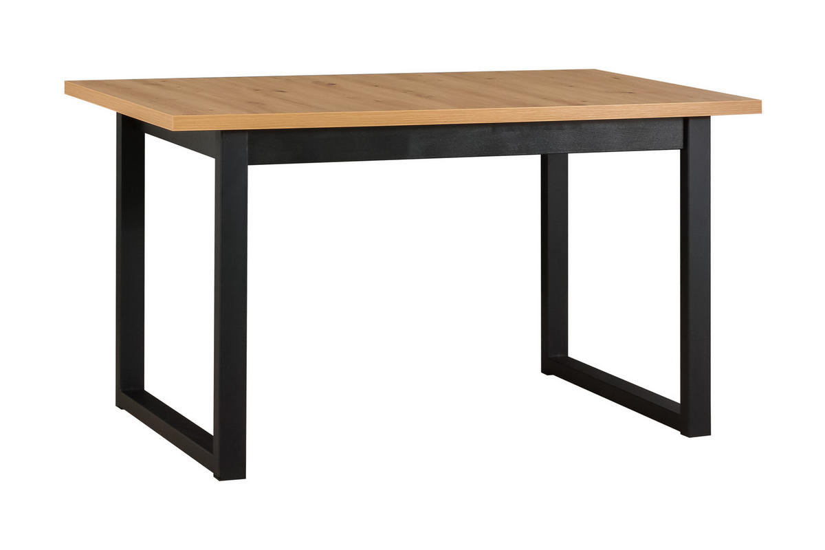 ESSTISCH Ikon 3 - Schwarz/Eiche Artisan, Holz/Metall (80/140/78cm) - Leaf Design