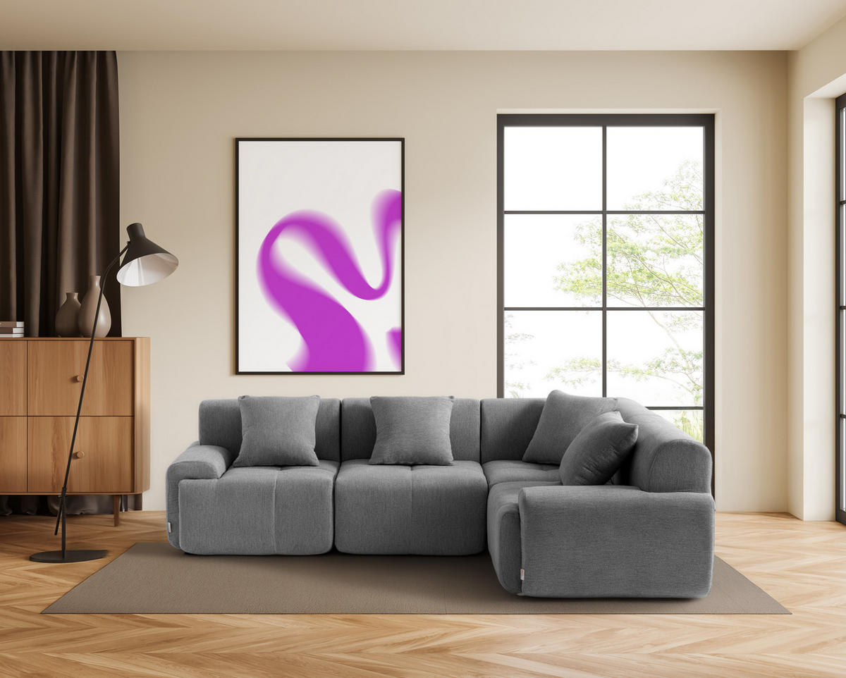 ECKSOFA Chenille Mineralgrau - Grau, Textil (260/185cm) - MILYsofa