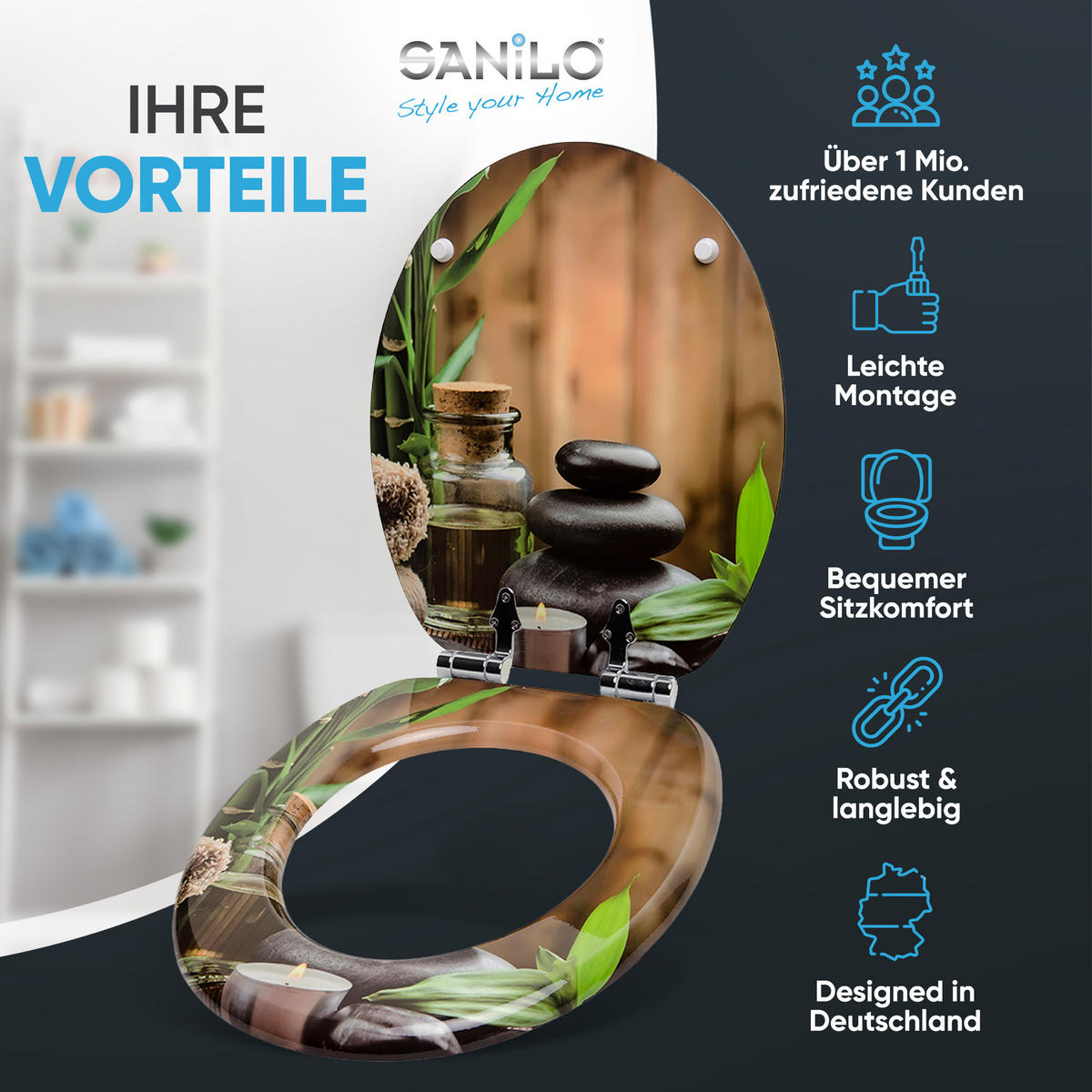 WC-SITZ mit Absenkautomatik Spa - Braun, Holzwerkstoff (38/6/47cm) - Sanilo