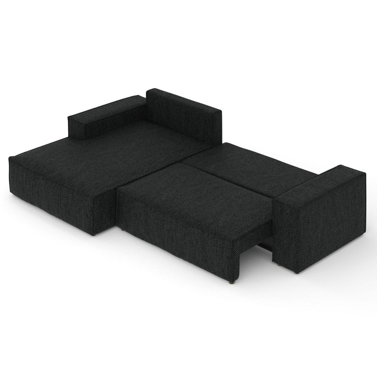 ECKSOFA TAURI mit Schlaffunktion Schwarz im Neve Stoff - Schwarz, Holz/Holzwerkstoff (294/185cm) - AltaBeds