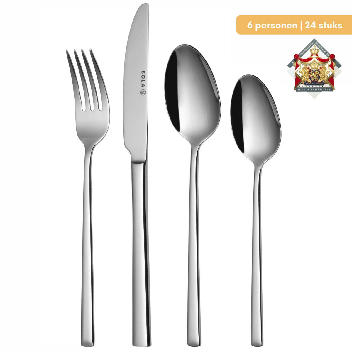 BESTECKSET Luxor - 18/10 Edelstahl - 24-teilig / 6 Personen - Silberfarben, Metall - Sola