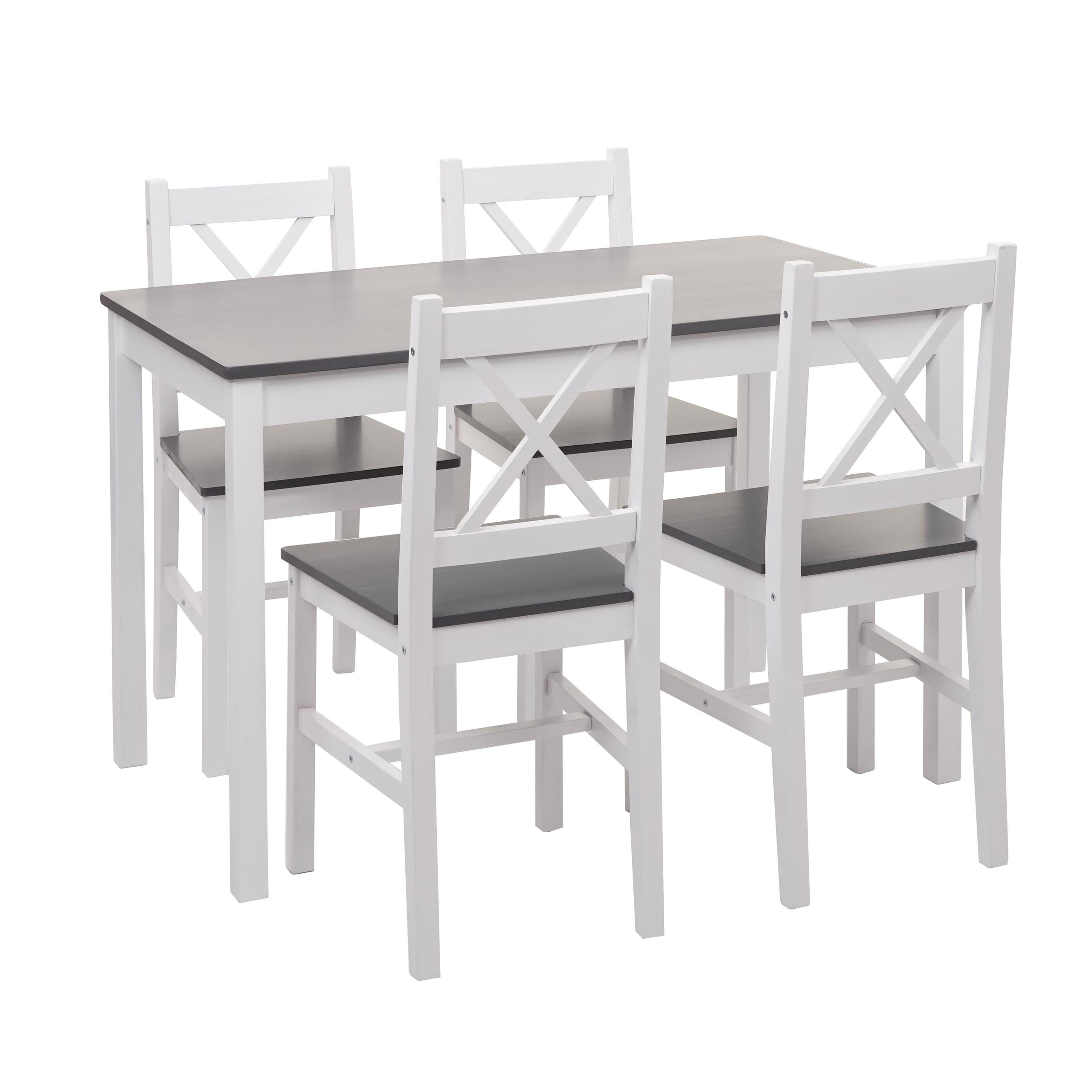 ESSZIMMER-SET Weiß, Grau - Weiß/Grau, Holz (108/86/64cm) - MCW