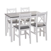 ESSZIMMER-SET Weiß, Grau - Weiß/Grau, Holz (108/86/64cm) - MCW