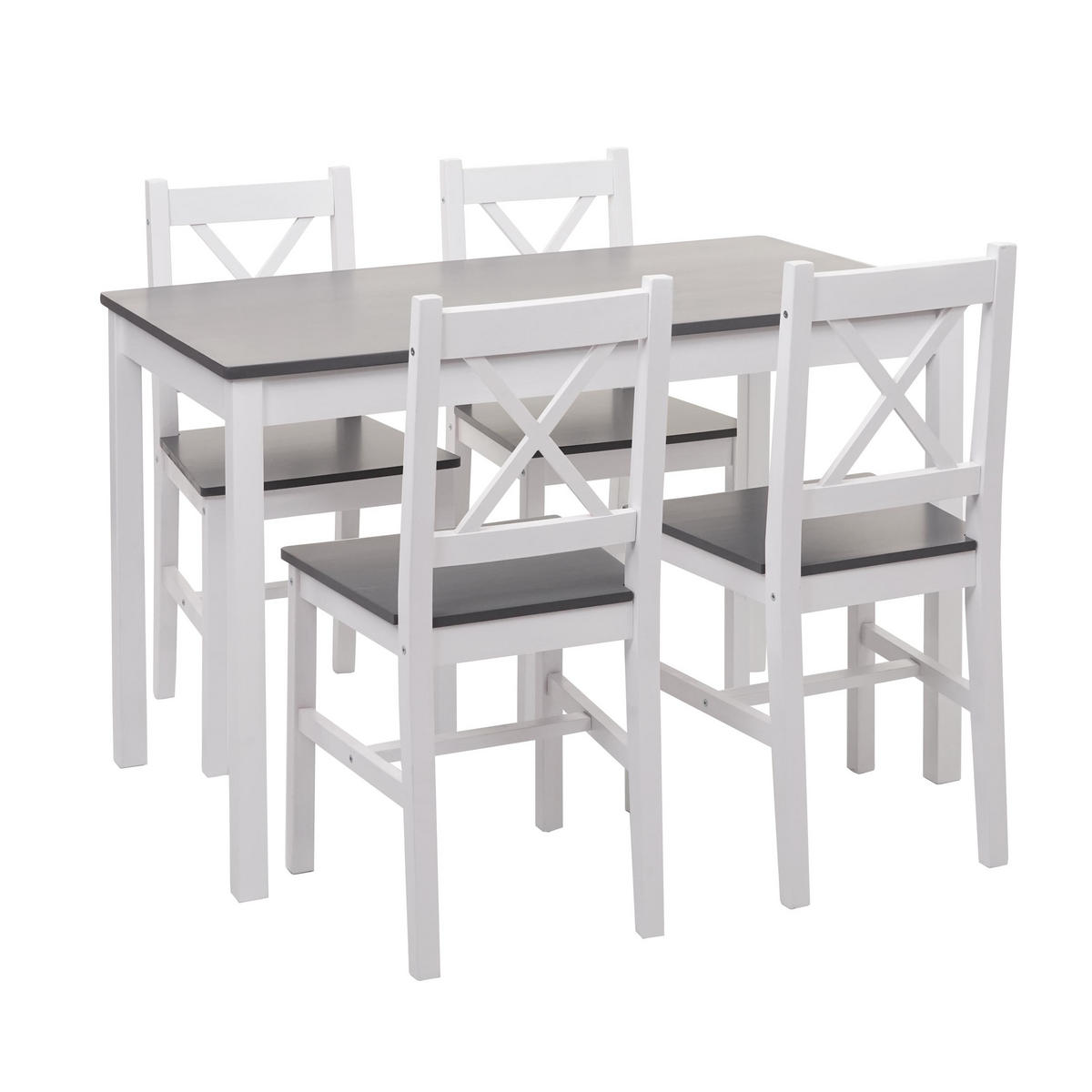 ESSZIMMER-SET Weiß, Grau - Weiß/Grau, Holz (108/86/64cm) - MCW
