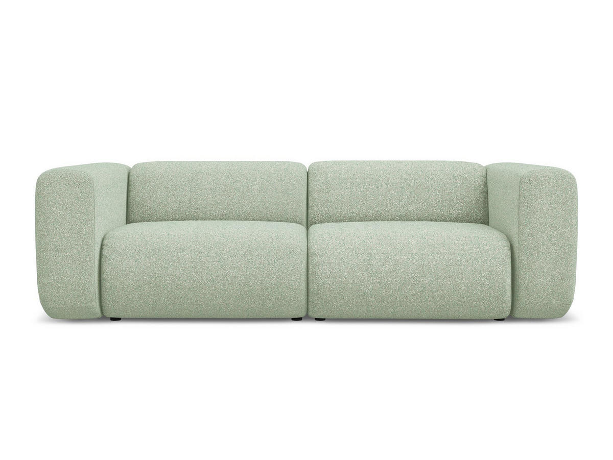 3-SITZER SOFA Strukturstoff Stoff Grün - Schwarz/Hellgrün, Kunststoff/Textil (228/70/89cm) - Makamii