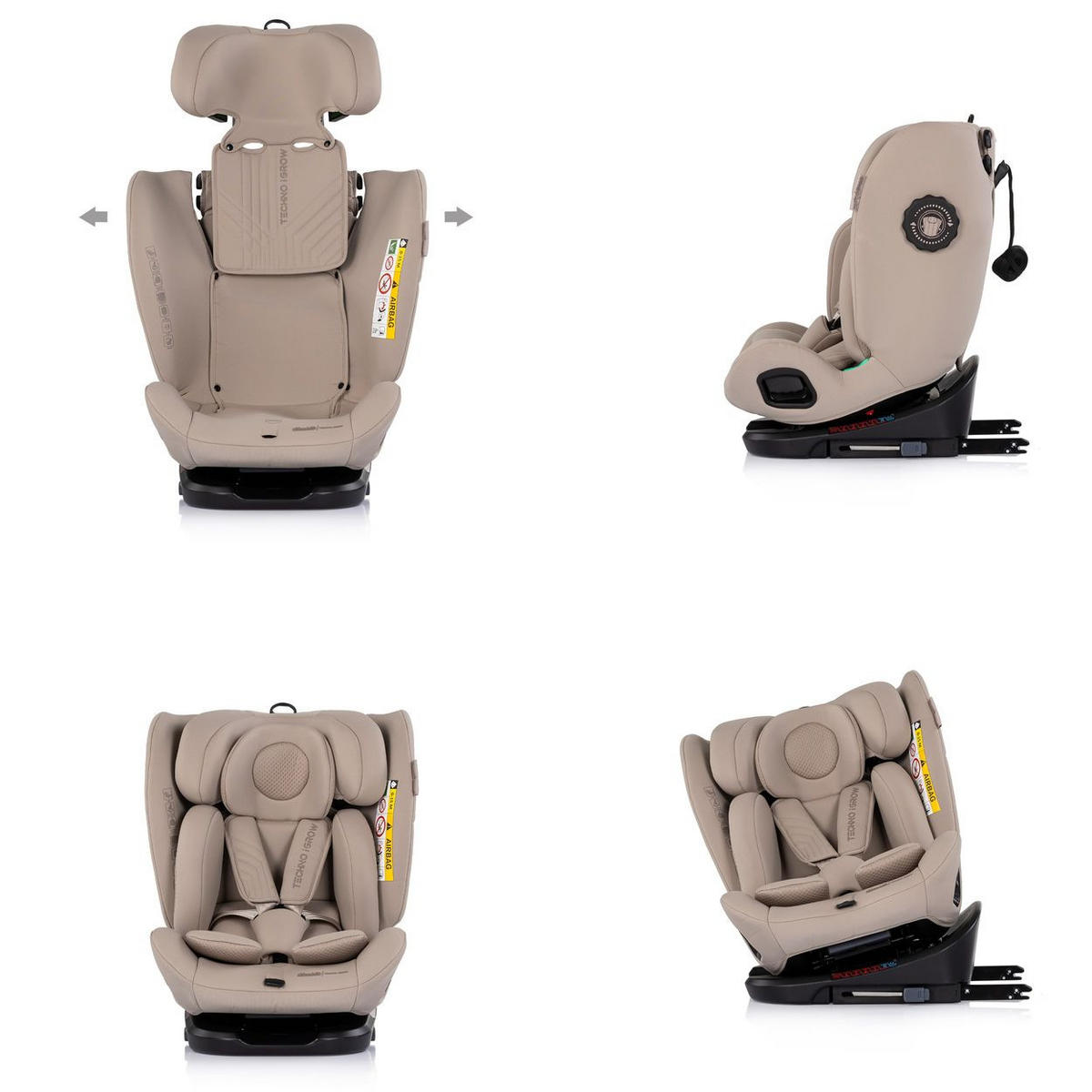 KINDERSITZ Techno iGROW i-Size beige (40-150cm) Isofix Top Tether Kopfstütze - Beige, Kunststoff (48/85/43cm) - Chipolino