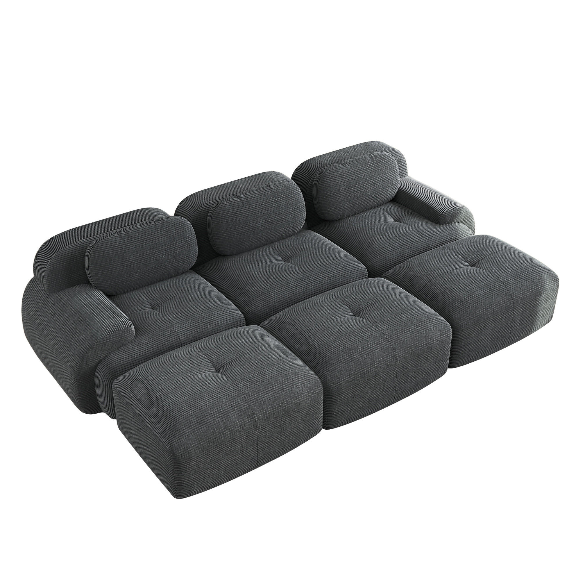 ECKSOFA modular rahmenlos Cord Grey - Grau, Kunststoff (178/75/298.1cm) - Meubliv