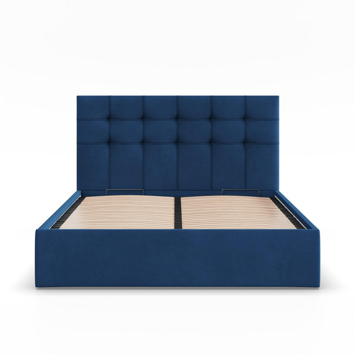 POLSTERBETT MIT KOPFTEIL 140x200 mit Bettkasten SORIA, Blau - Dunkelblau, Textil (140/200cm) - Mebligo