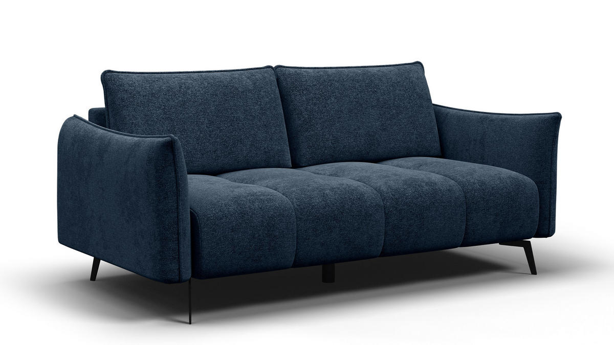 SOFA AERA 2,5-Sitzer, dunkelblau - Schwarz/Dunkelblau, Holz/Textil (187/89/96cm) - Courtois Laville